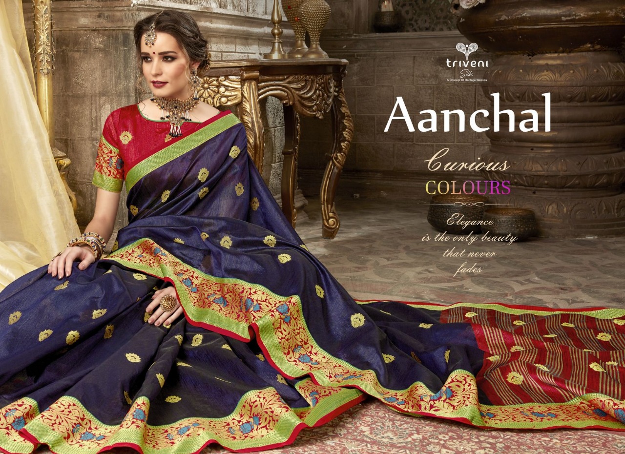 triveni anchal colorful fancy sarees catalog at reasonable rate