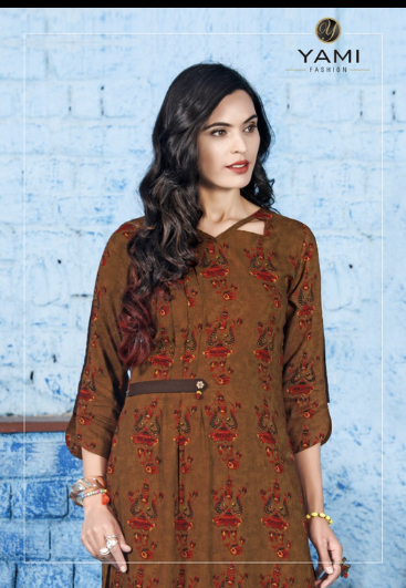 yami fashion pipermint colorful fancy kurtis collection at reasonable rate