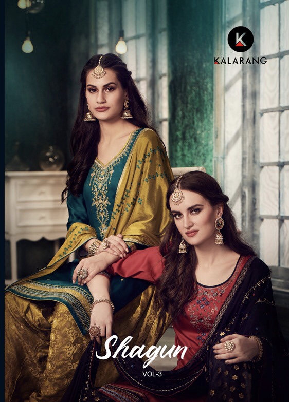kalarang shagun vol 3 beautiful designer salwaar suits at reasonable rate