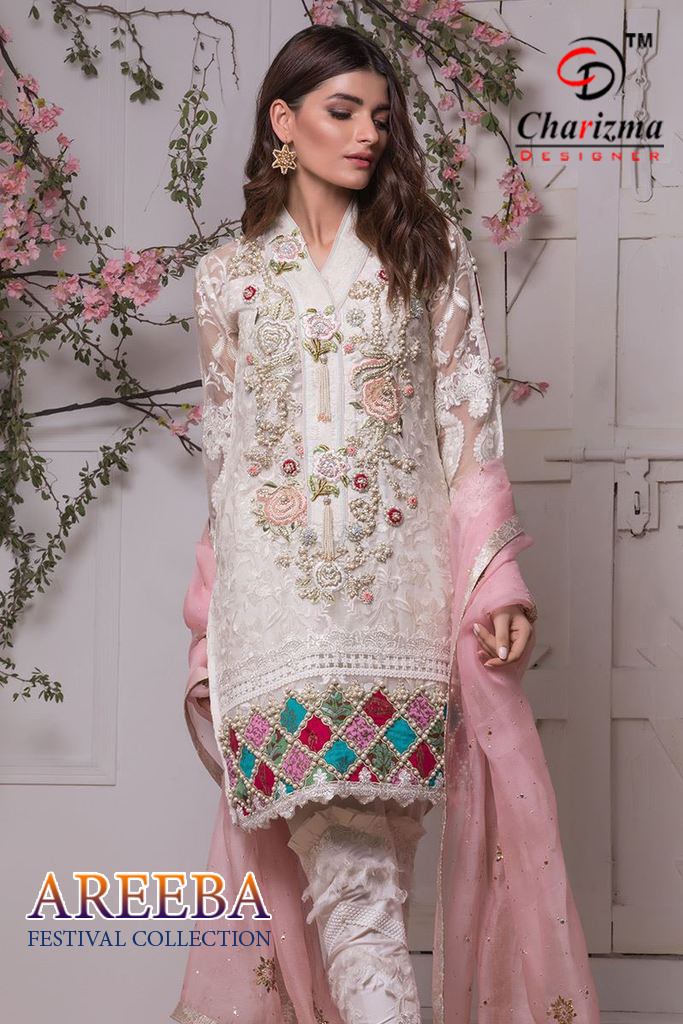 Charizma designer areeba heavy embroidered pakistani salwar kameez collection