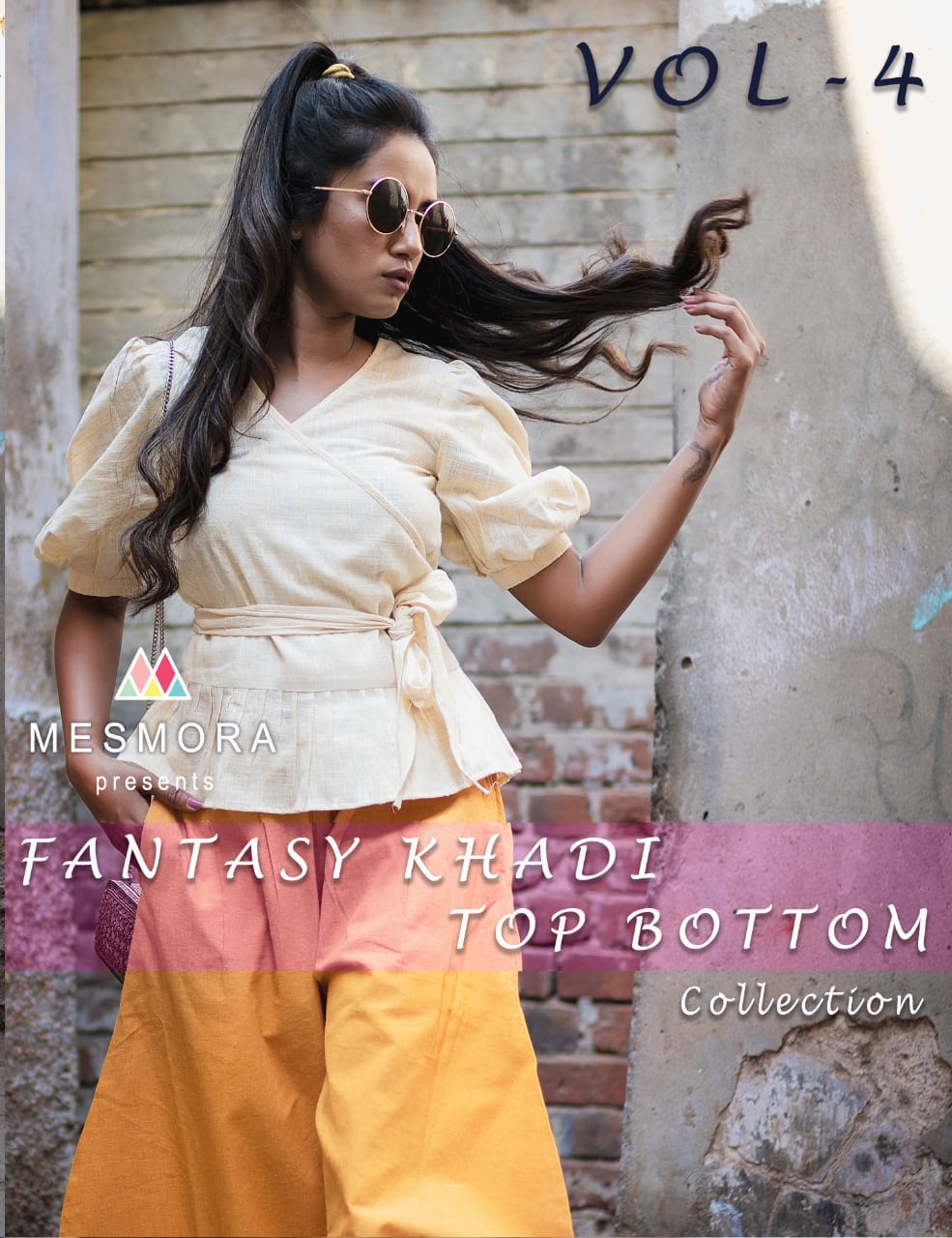 mesmora fantasy khadi top bottom collection  vol 4 fancy tops catalog at reasonable rate