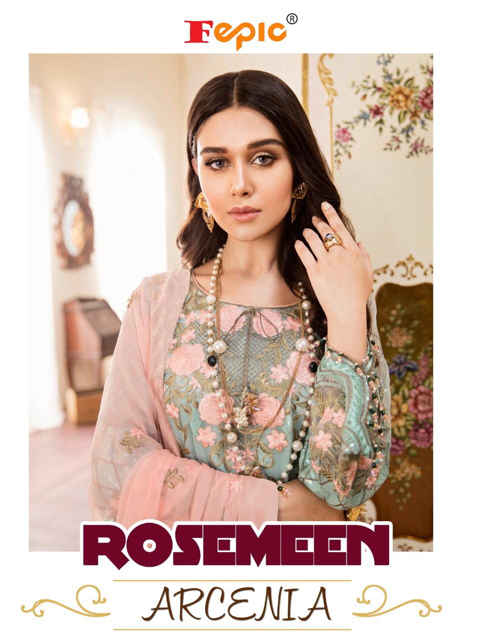 Fepic rosemeen arcenia georgette embroidered pakistani salwar suits Wholesaler
