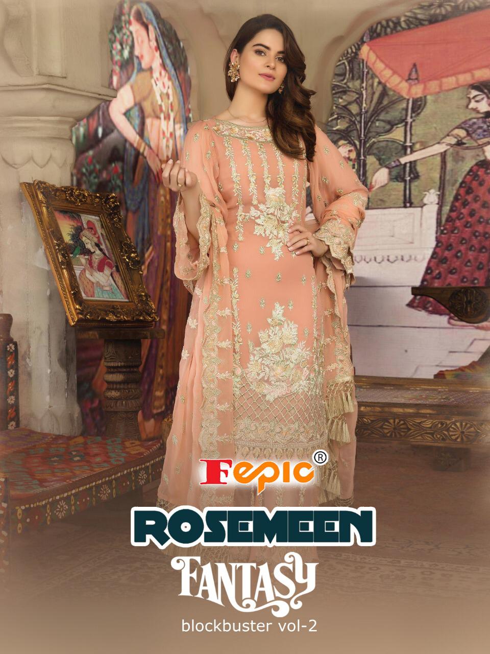 Fepic rosemeen fantasy Blockbuster vol 2 designer embroidered pakistani style dress Material dealer