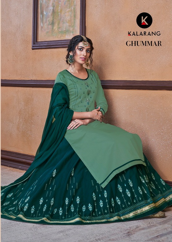 Kalarang creation ghummar launched pure cotton Kali style with heavy embroidery work at wholesale price