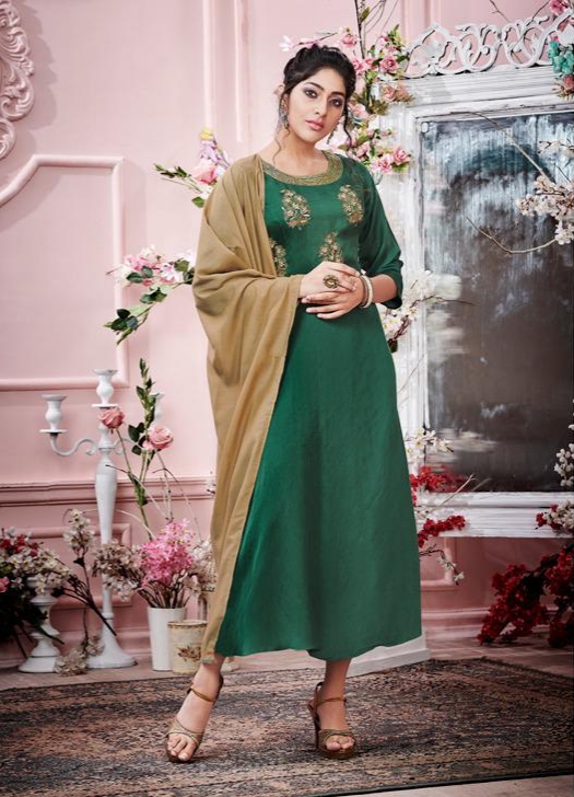 Krishriyaa krystal vol 1 silk straight gowns with dupatta collection