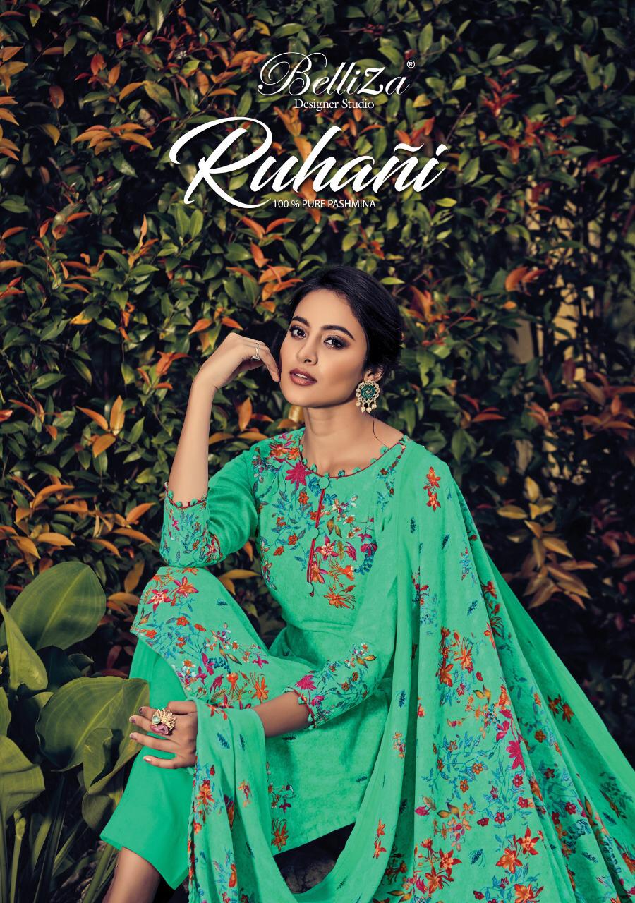 Belliza designer studio Ruhani vol-2 classy catchy look pashmina Salwar suits in wholesale prices