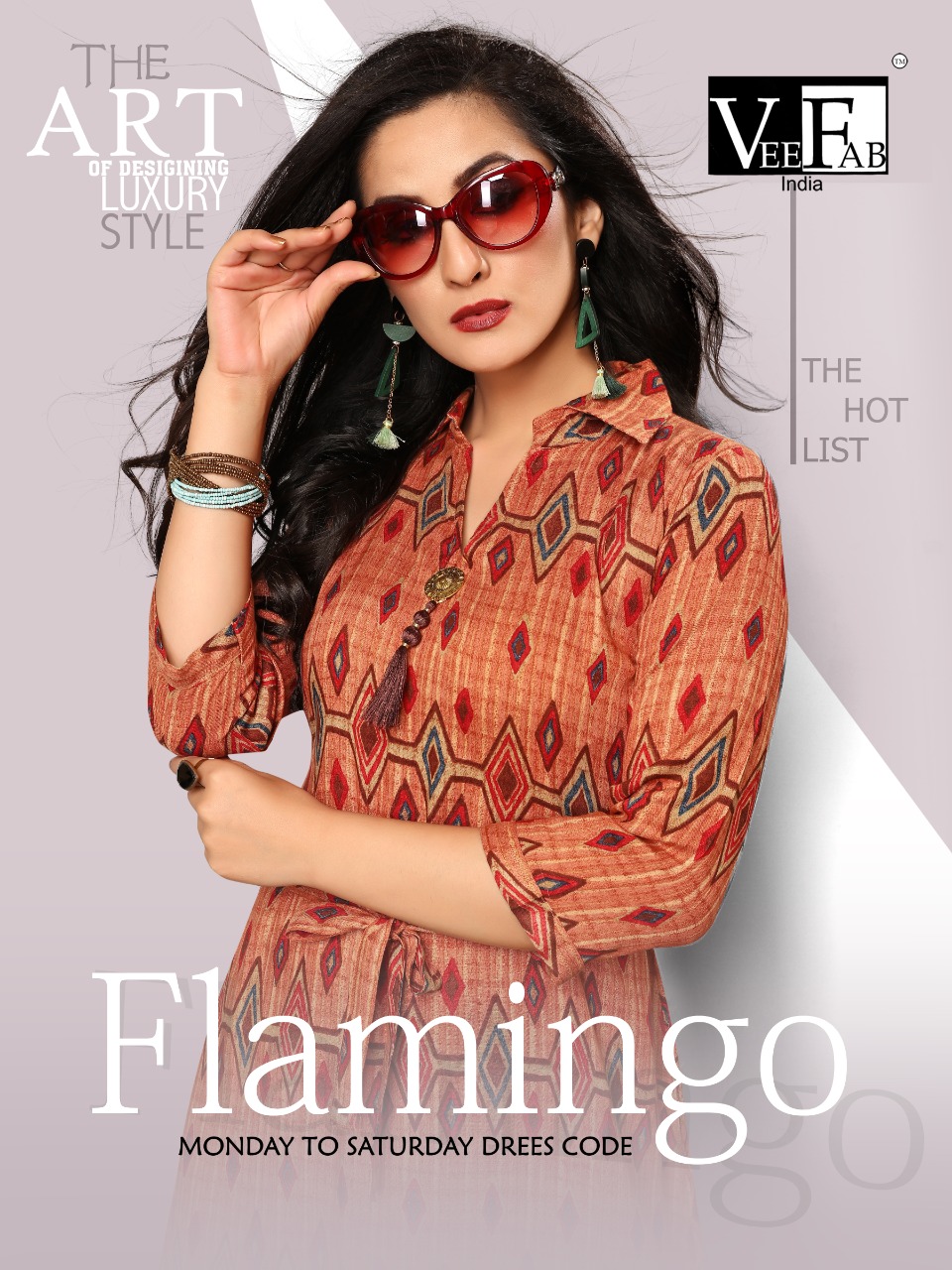 Vee Fab india flamingo touch the feel of trendy fits Kurties in wholesale prices