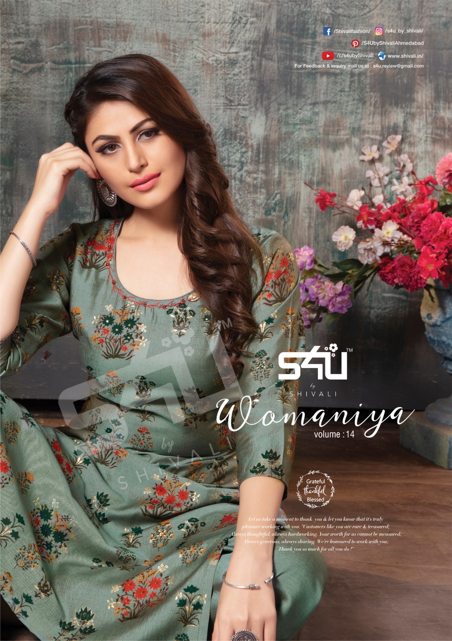 S4U womaniya vol-14 stunning look beautifully designed Kurties