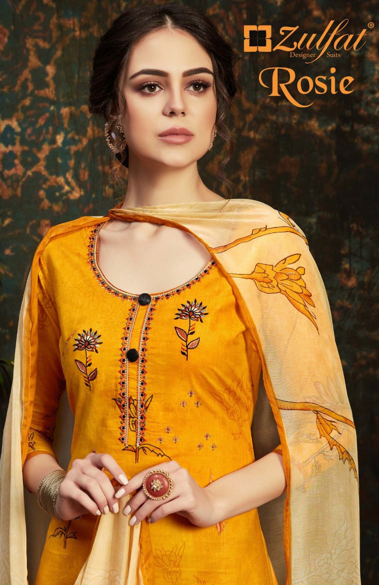 Zulfat Designer Rosie astonishing style cotton digital print with Embroidered summer collection Salwar suits  attractive look