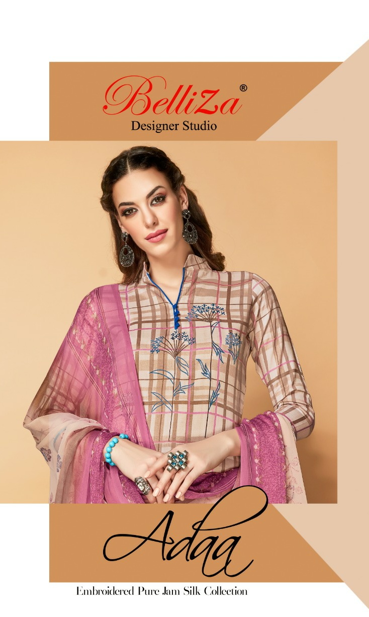 Belliza designer adaa pure jam silk digital print with Embroidered Salwar suits