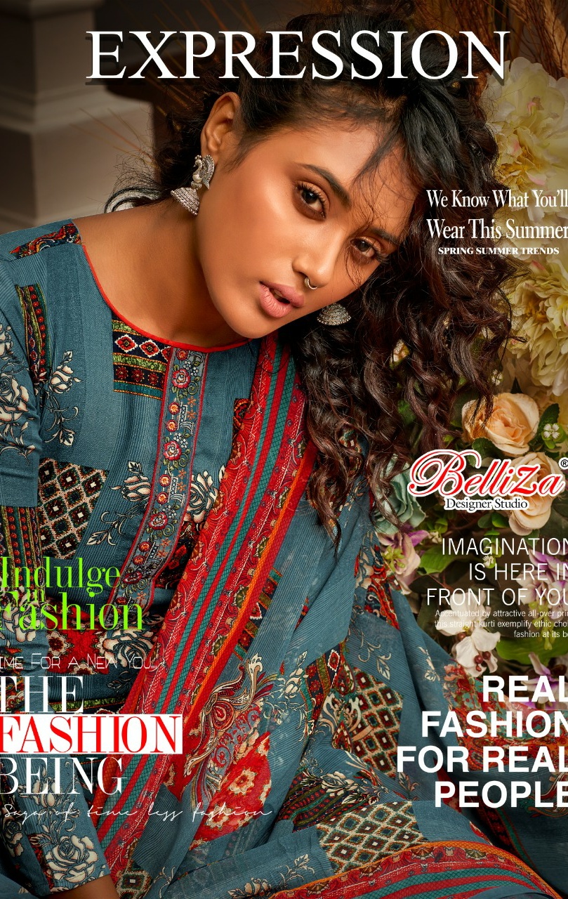 Belliza expression innovative style beautifully designed pure premium Rayon digital print with fancy Embroided Salwar suits