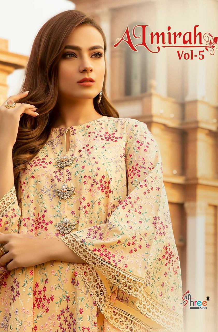 Shree Fab almirah vol 5 Astonishing Style cotton fabric Embroidered modern Salwar suits