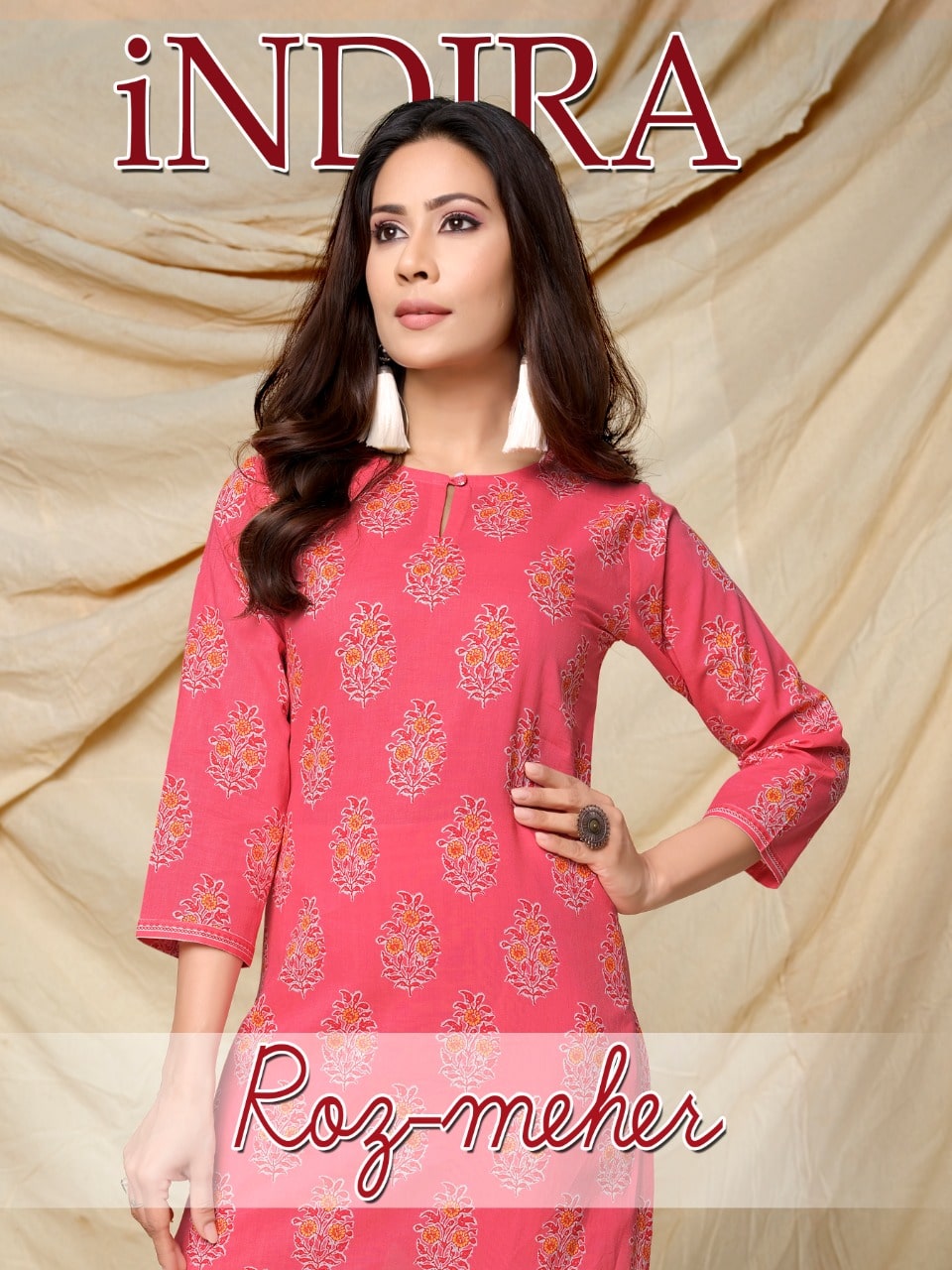 Indira apparel roz meher cotton printed kurti with pant collection