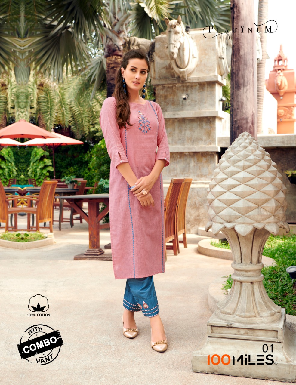 100 miles platinum cotton kurti with pants collection at wholesale rate online