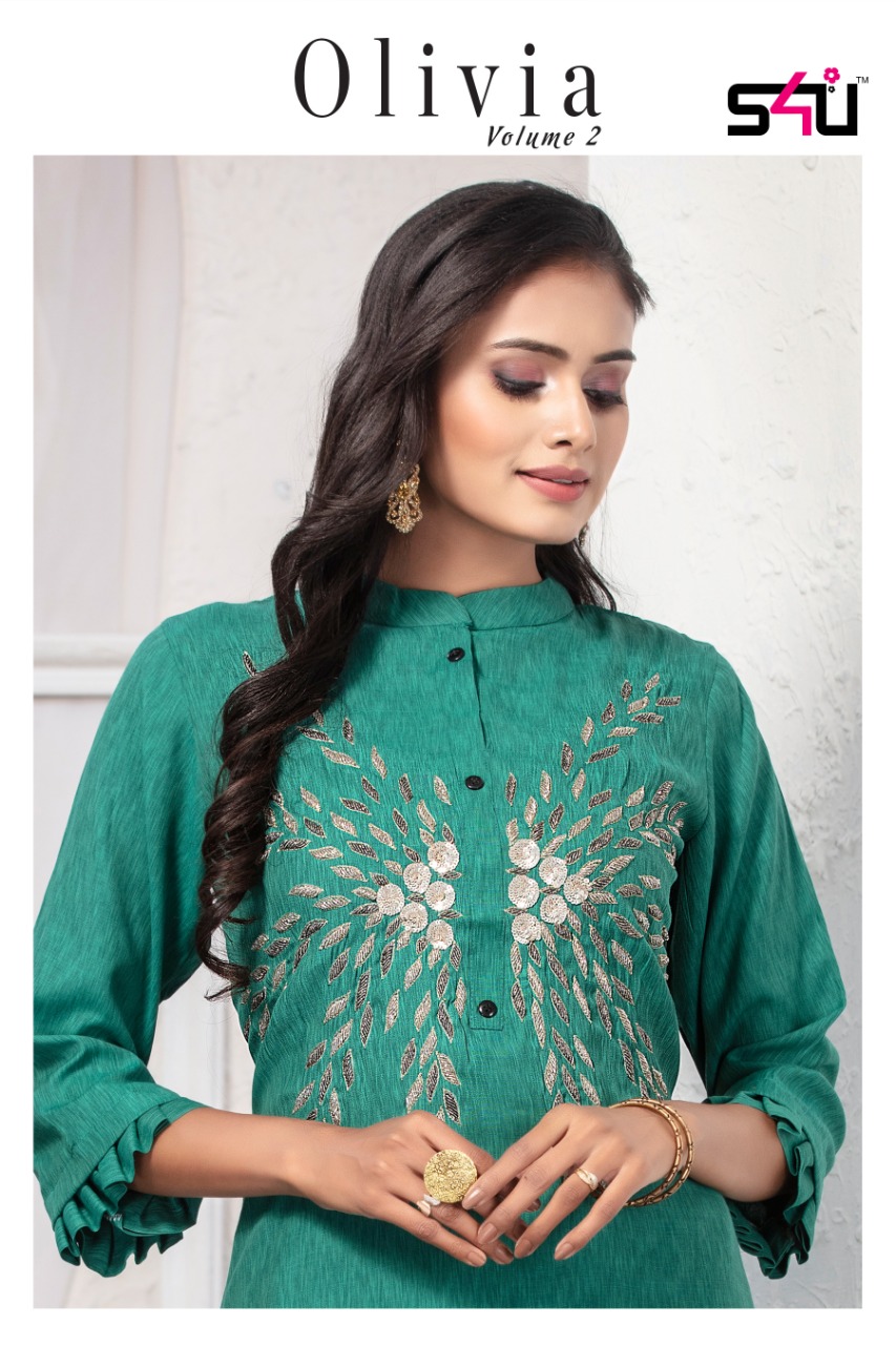 S4u by shivali presents olivia vol 2 embroidered A line kurties ready to wear collection