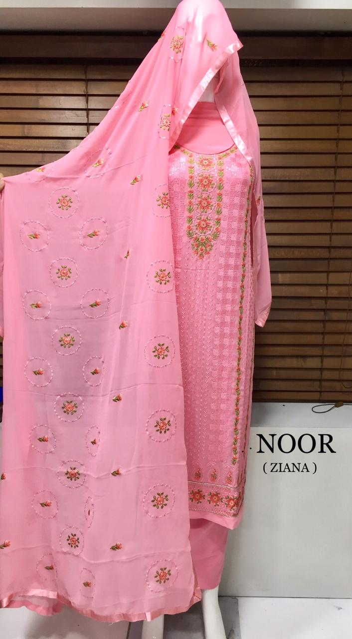 ziana noor Georgette exclusive embroidery salwar suit catalog