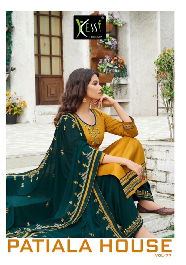Kessi Fabrics Pvt. Ltd. Patiala House Vol  77 satin exclucive Embroidery salwar suit catalog
