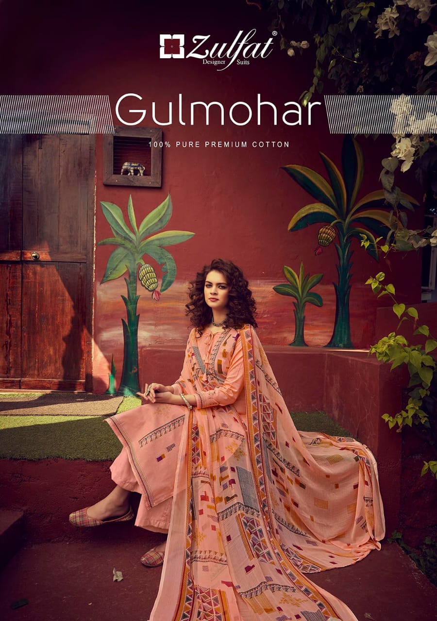 Zulfat designer studio gulmohar vol 3 pure cotton salwar kameez collection wholsaler