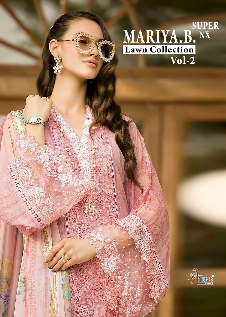 Shree fabs maria b lawn 2 super nx pakistani dress Material wholesaler