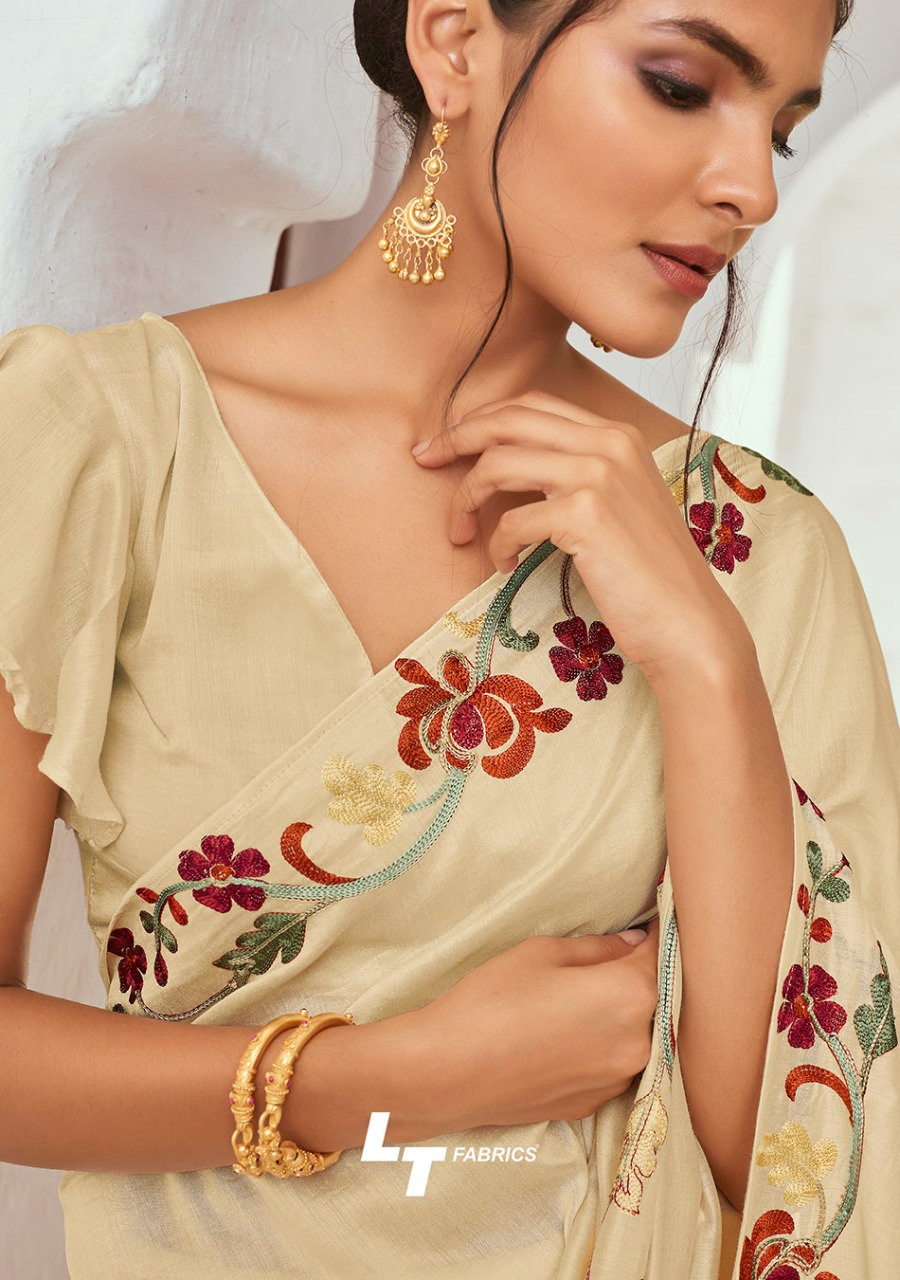 l t fashion advika graceful embroidary look  saree catalog