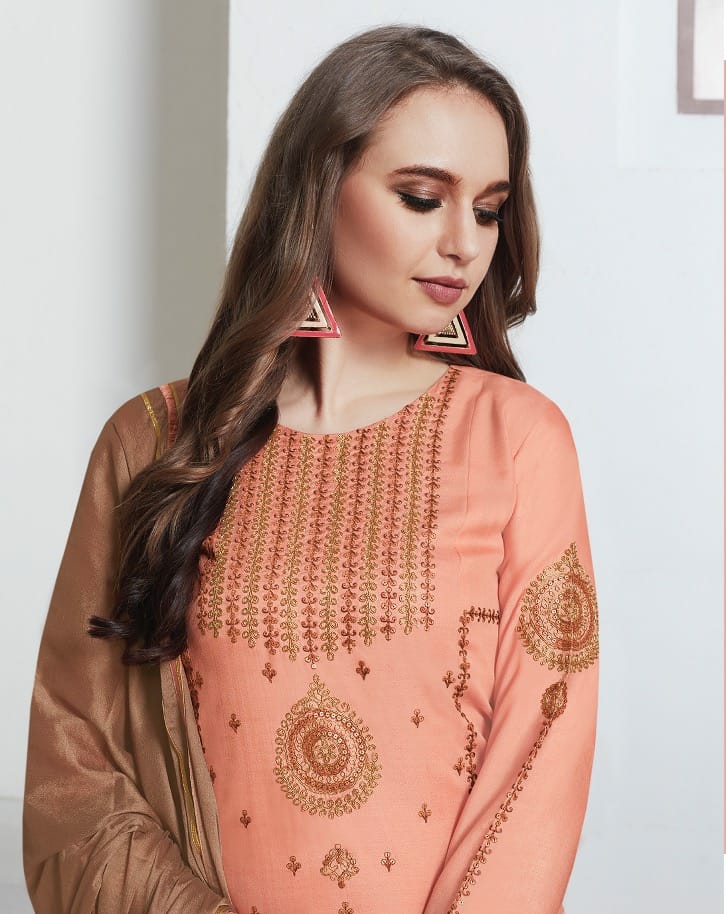 neha fashoin netra tusser silk festive look top  bottom with chifon dupatta catalog