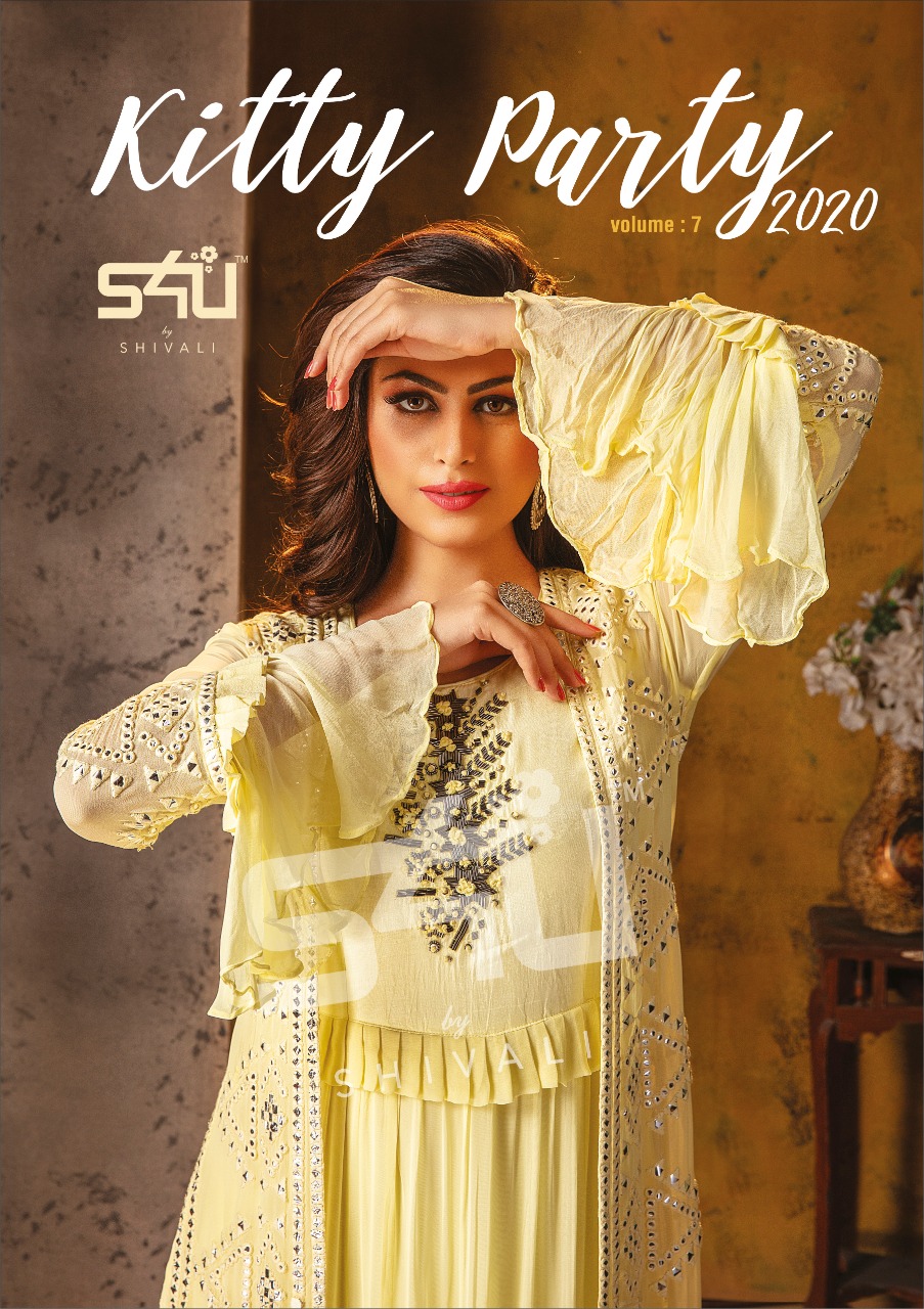 S4u kitty party vol 7 fancy party wear kurties with drapes collection at wholesale price