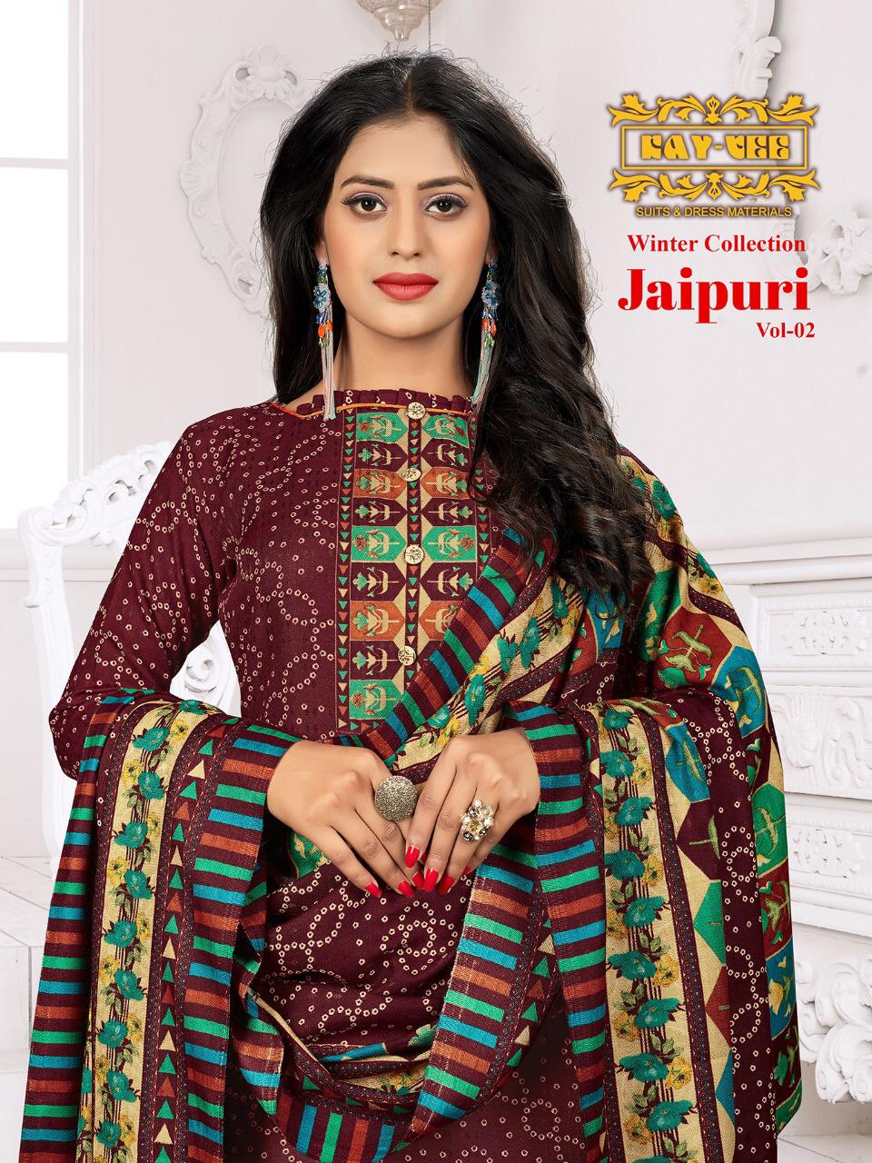 kayvee suits jaipuri vol 2 pashmina exclusive print salwar suit catalog