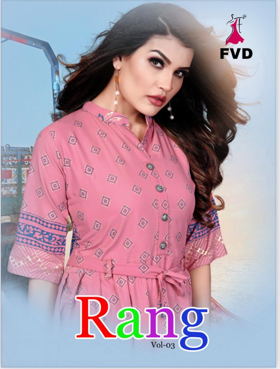 Fvd rang vol 3 reyon innovative style long kurti catalog