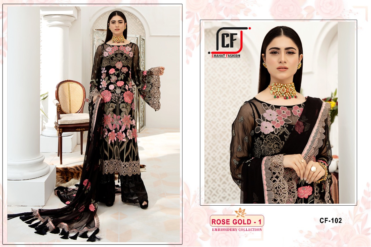 chahat fashion Rose gold 1 102 Salwar Kameez Georgget Singles