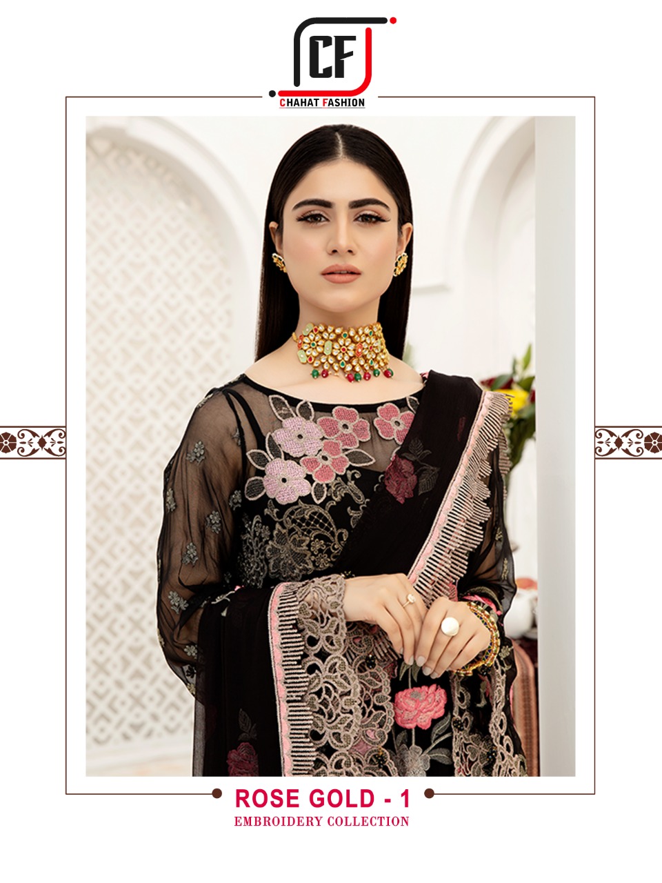 chahat fashion rose gold 1 georgget attrective look salwar suit catalog
