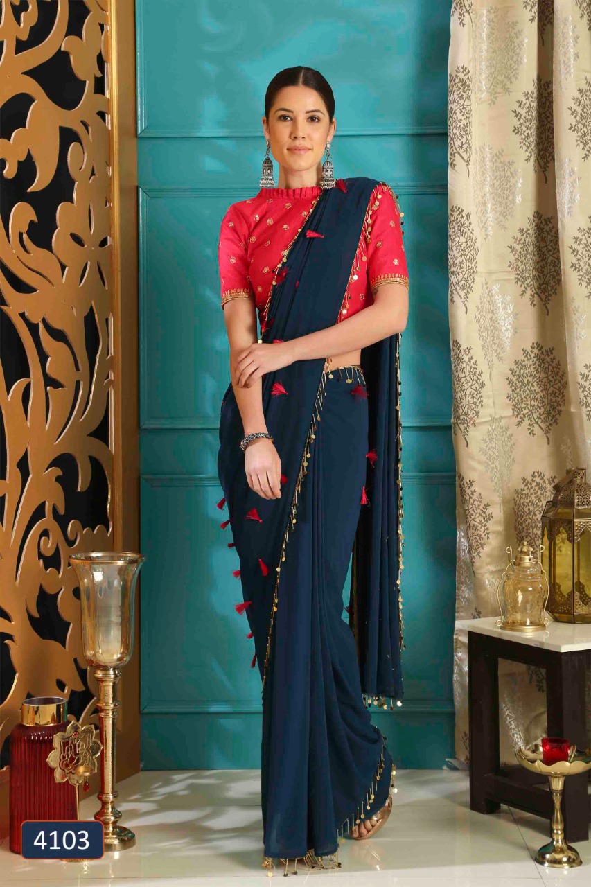khushbu d no 4103 georgette Regal look saree single