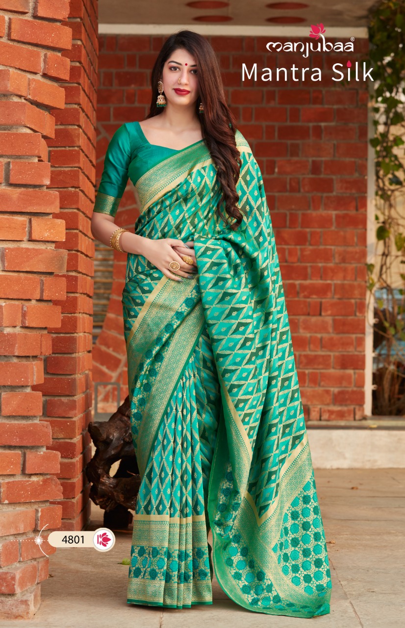 manjubaa clothing mantra silk d no 4801  elegant saree singal