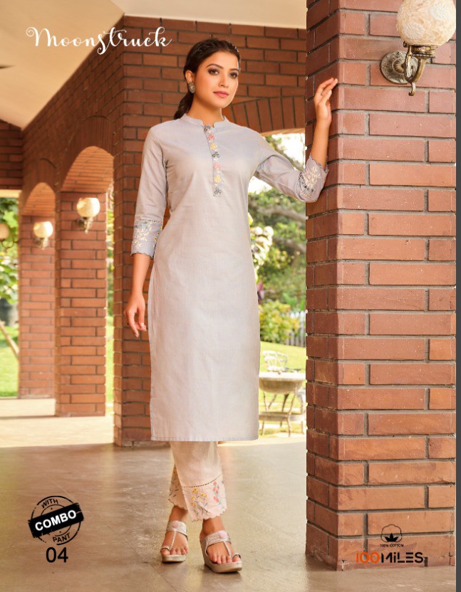 100 miles moonstruck cotton  authentic fabric kurti with combo bottom catalog