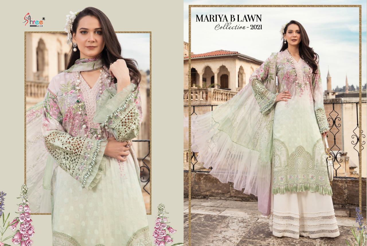 shree fab mariya b lawn collection 2021 d.n 1625 chiffon dupatta salwar suit single
