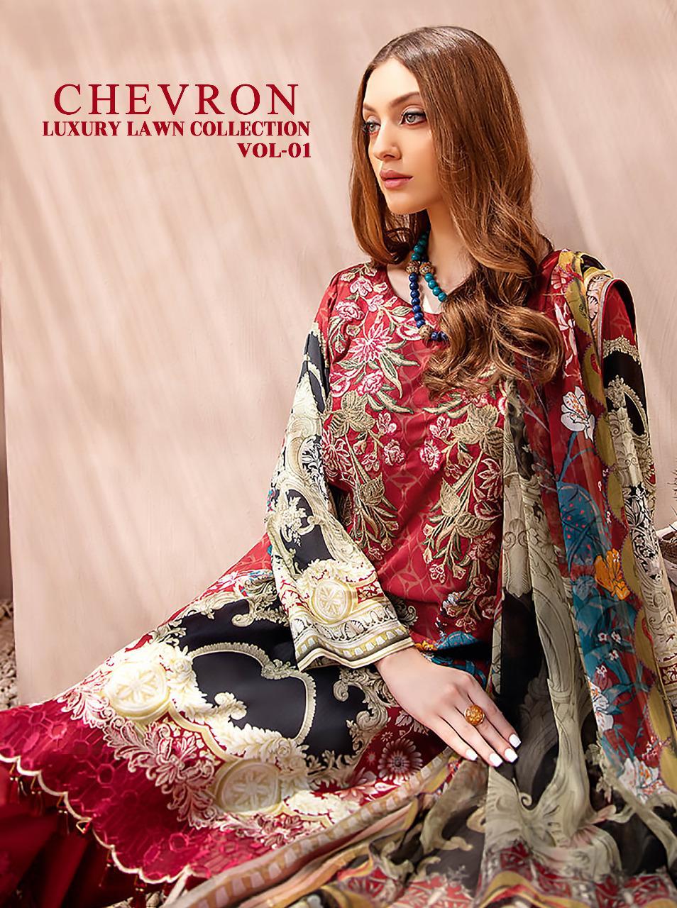 shree fab chevron luxury lawn collection vol 01 splendid quality salwar suit with siffon dupatta catalog