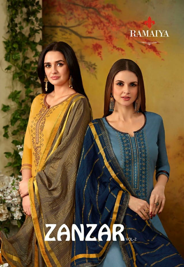 Ramaiya Kessi Fabrics Pvt Ltd  Zanzar Vol 2 jam silk astonishing look salwar suit catalog