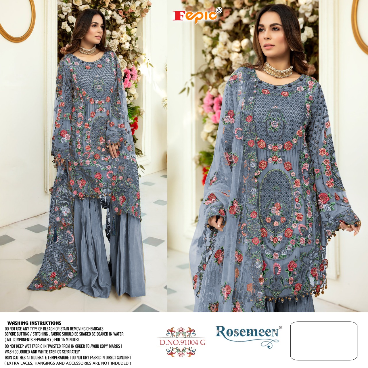 FEPIC Rosemeen 91004 G Salwar Kameez Net heavy embroidered Singles