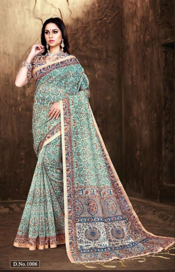 ranisaa sarees nusrat 1001 to 1006 soft cotton attrective print saree catalog