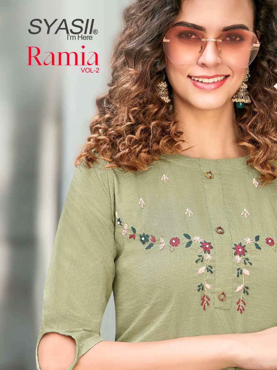 syasii Fashion ramia vol 2 chinnon western style kurti with pant catalog OLD