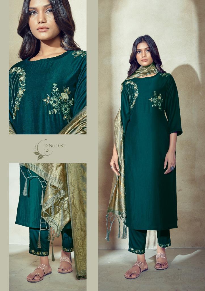 vink velvete studio pick n choose d no 1081 silk attractive kurti with pant and dupatta size set