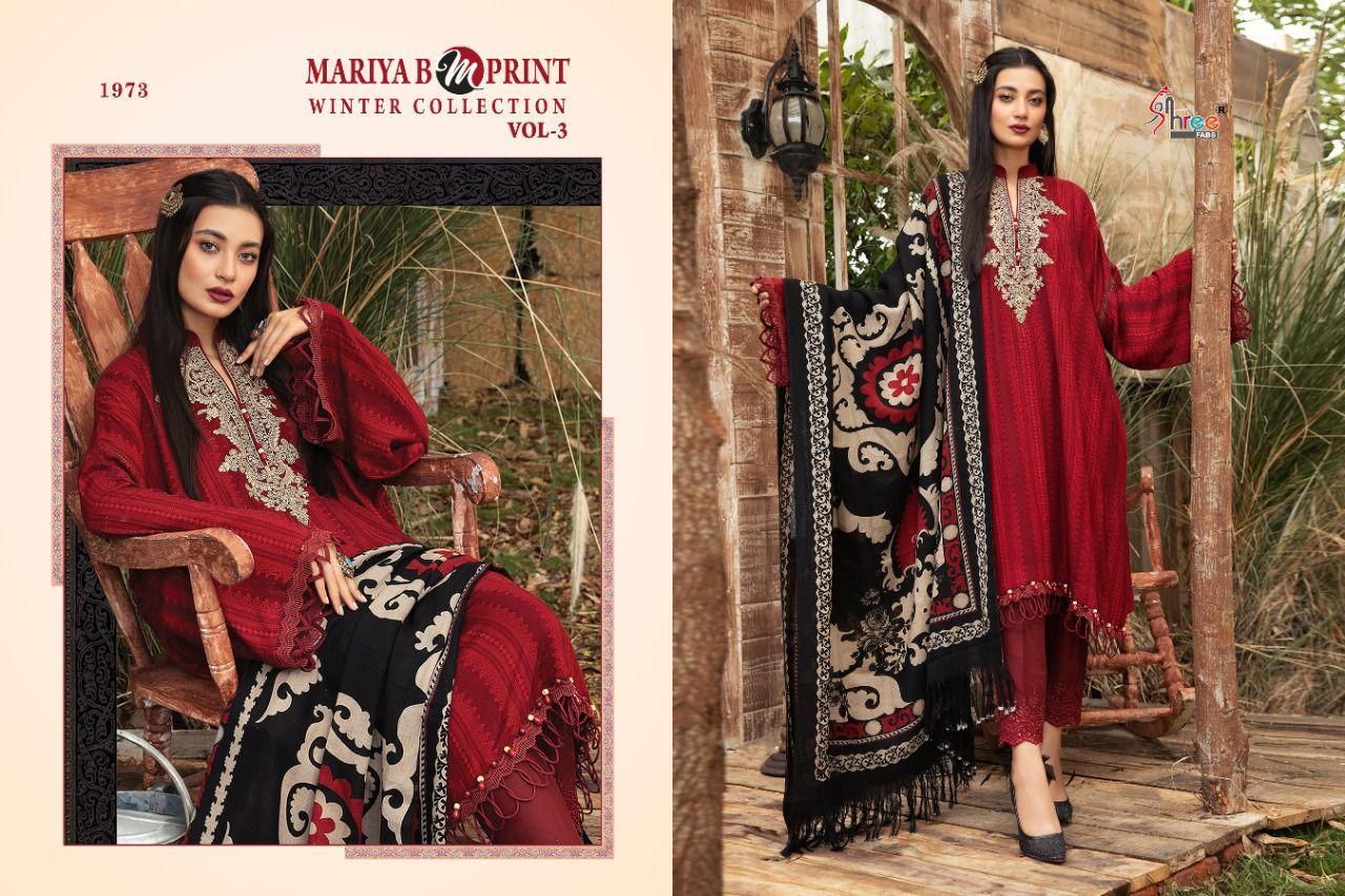 shree fab mariya b m print winter collection vol 3 pashmina regal look salwar suit single