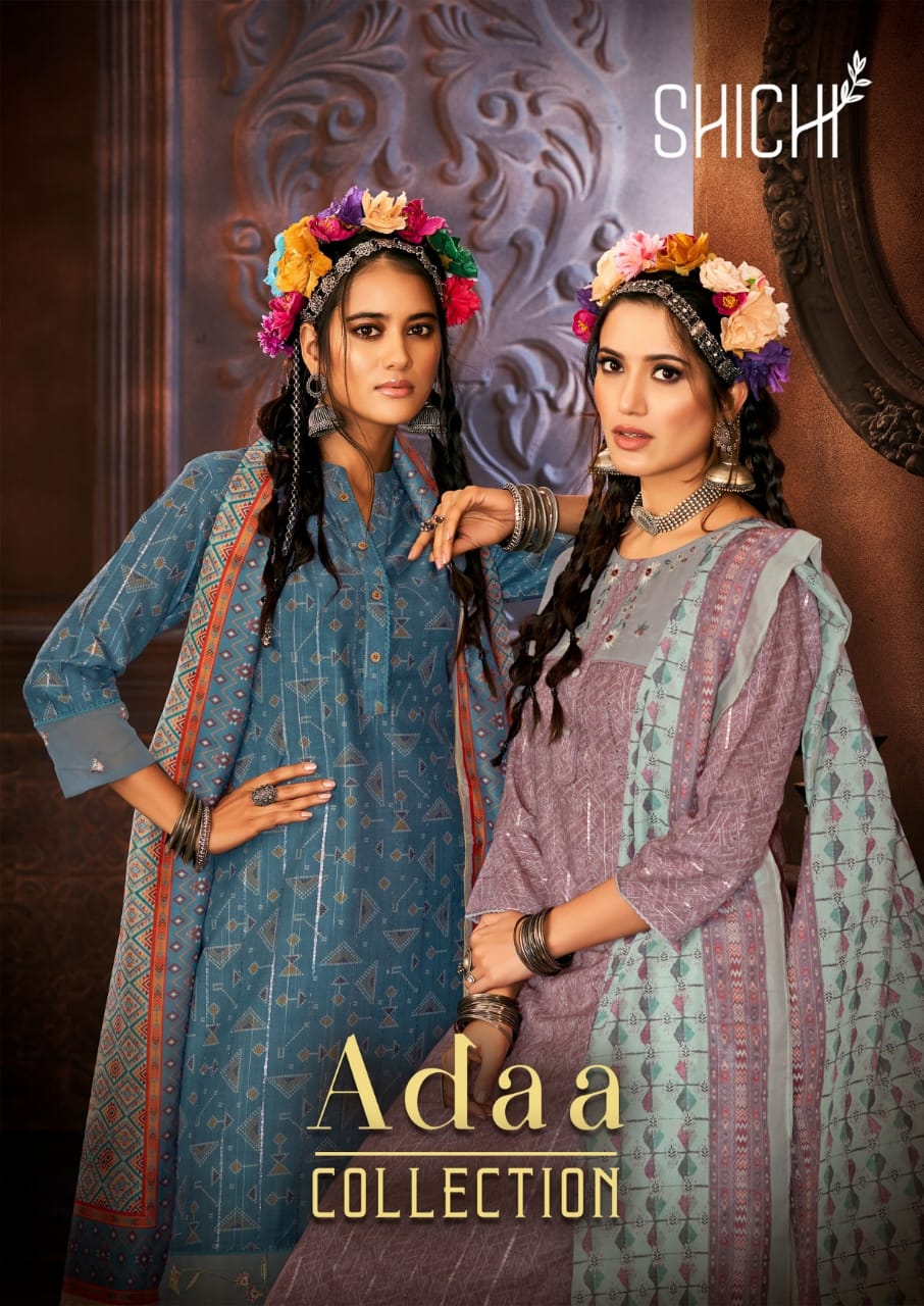 shichi adaa lurex new and modern style top bottom with dupatta catalog