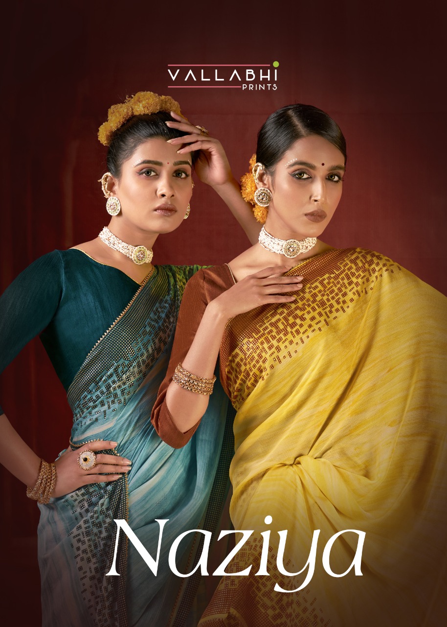 vallabhi print naziya chiffon innovative style saree catalog