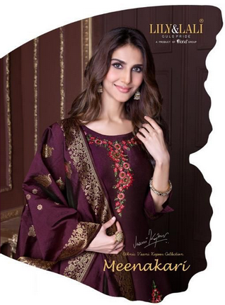 lily and lali meenakari Bemberg Silk new and modern style top with bottom and dupatta catalog