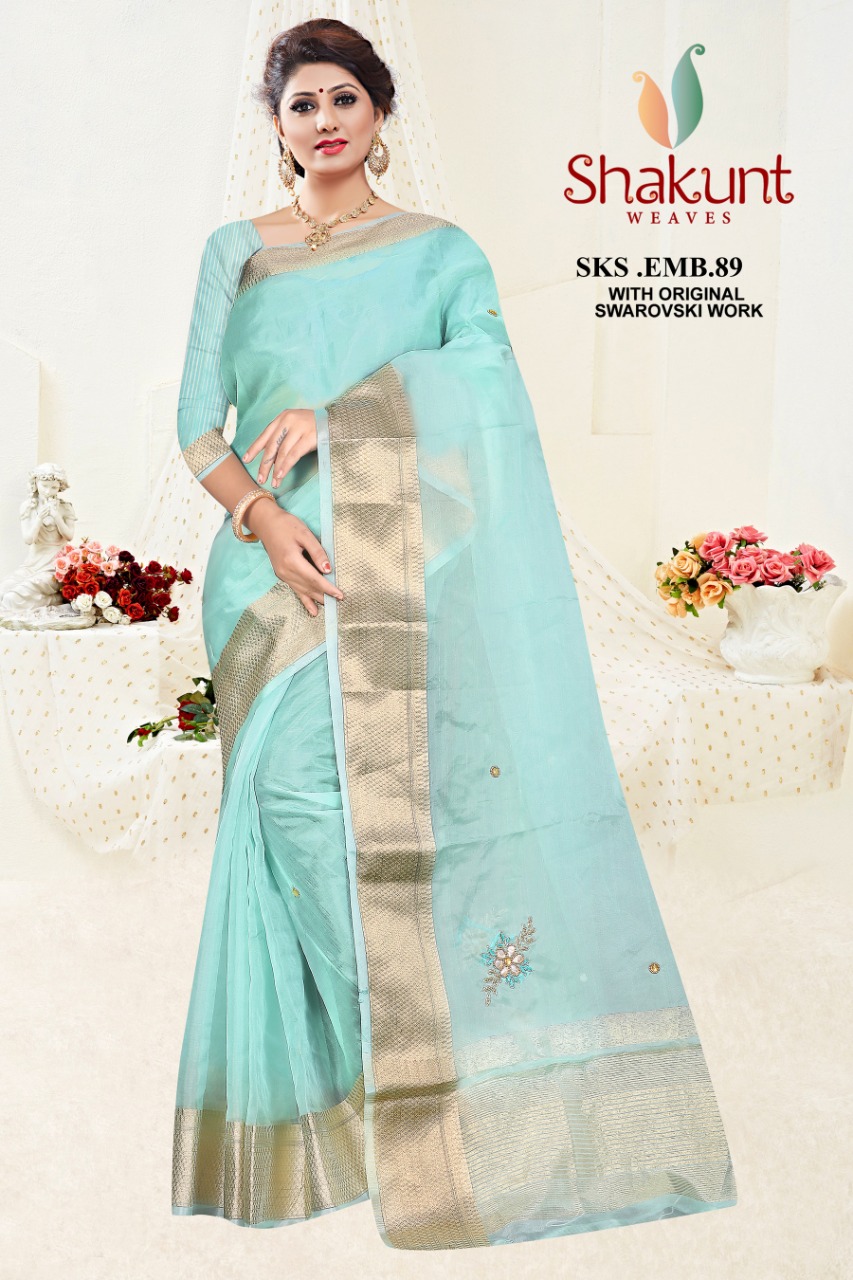 shakunt sks emb 89 With Embroidery Work regal look saree catalog