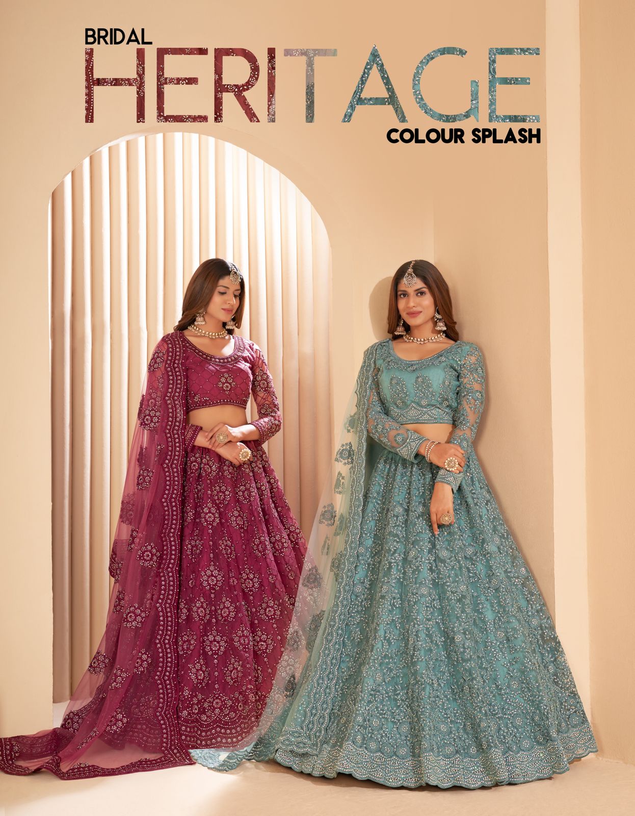 alizeh bridal heritage colour splash 1001 to 1008 net with silk innovative look lehngha choli catalog