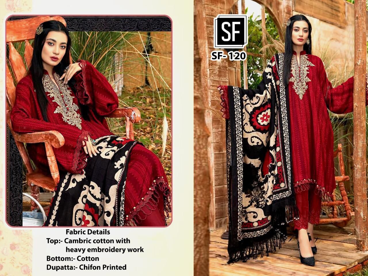 sf sf 120 cotton exclusive look salwar suit chifon dupatta single