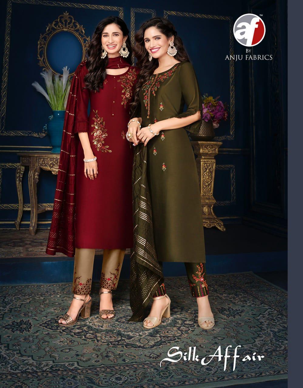 anju fabrics Silk affair silk innovative look kurti bottom with dupatta catalog