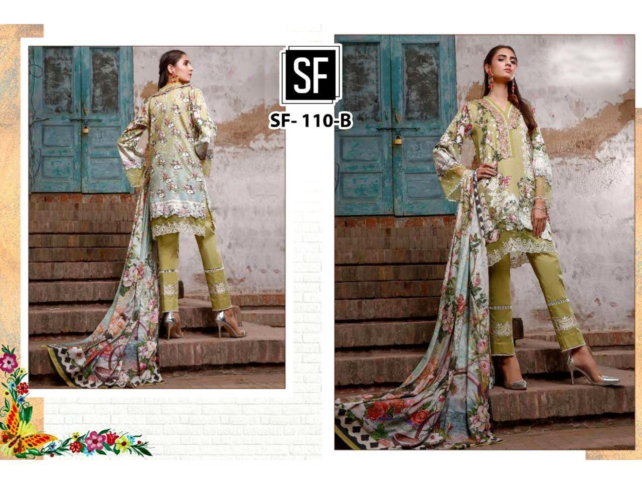 sf fashoin sf 110 a b cotton catchy look salwar suit with chifon dupatta catalog