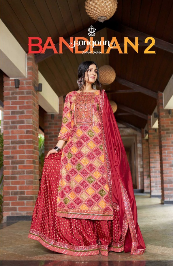 rangoon bandhan vol 2 rayon classic trendy look top bottom with dupatta catalog